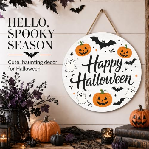 Cute Ghost Halloween Sign - Happy Halloween Door Wall Decor - Boo Variation
