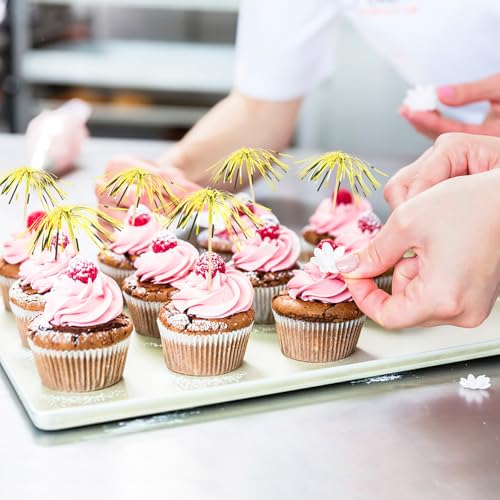 Gold Firework Cupcake Toppers - 200 Pcs Party Decoration & Cake Picks