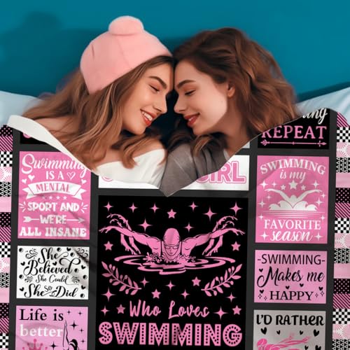 Swimming Blanket for Girls Women Kids Teens - 60x50 Plush Throw Gift