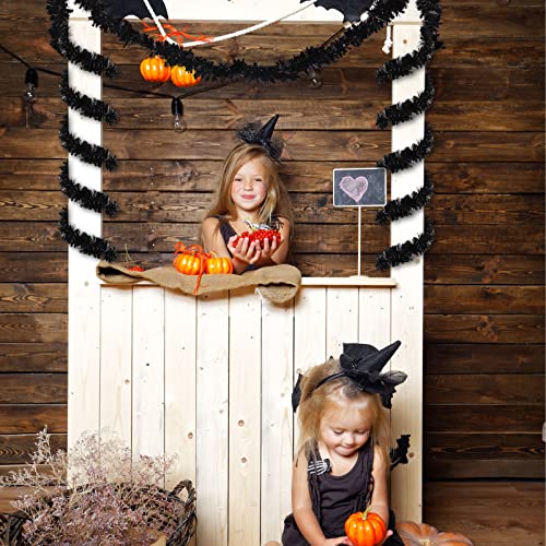 Black Tinsel Garland Set - Metallic Glitter Decorations for Parties & Holidays