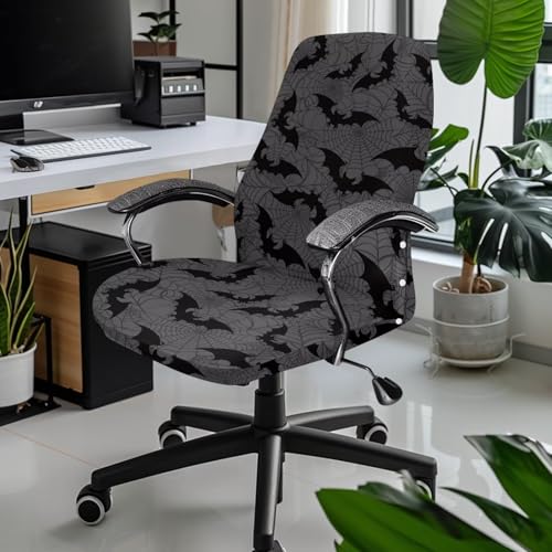 Bat Spider Web Print Water-Resistant Office Chair Cover Large - Halloween Decoration