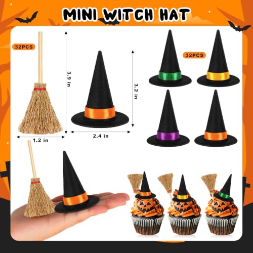 Black 64-Pack Mini Witch Hats for Halloween Crafts & Party Decorations