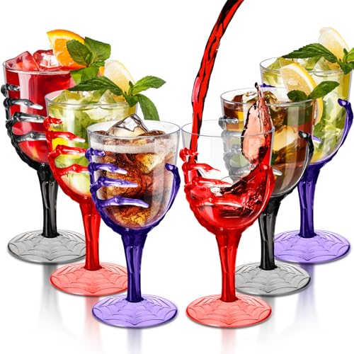 Halloween Skeleton Hand Plastic Goblets - 6 Pack, 8-10 oz Creepy Party Cups