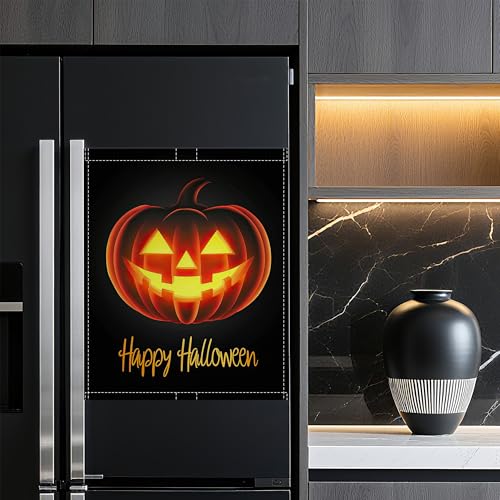 Halloween Spooky Pumpkin Dishwasher Magnet Cover - Reusable Kitchen Decor, 23x26 Inch