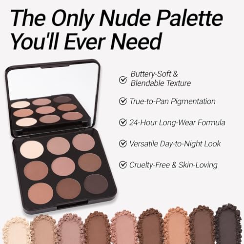 Erinde Matte Eyeshadow Palette 02# Nude Matte - 9 Neutral Colors for Natural Look