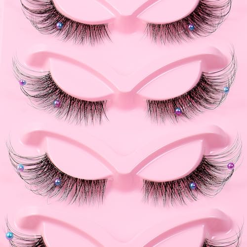 Blue Pearl Eyelash Clusters with Faux Mink Lashes - DIY Lash Extension Kit