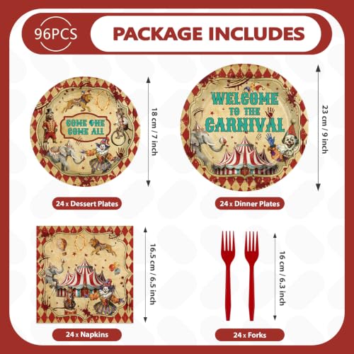 Spooky Circus Bloody Carnival Party Plates & Napkin Set - Serves 24