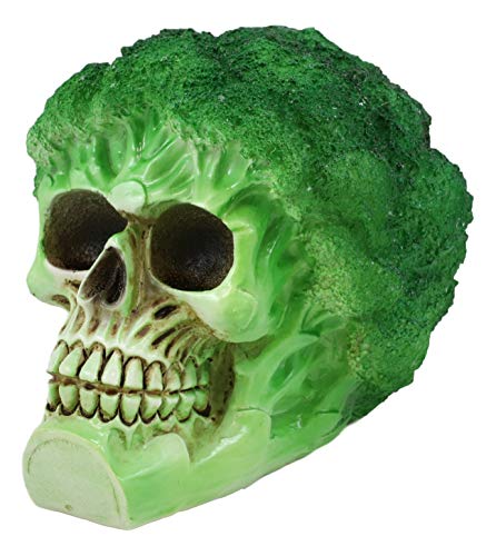 Broccoli Skull Statue - Green Vegetable Decor with Salad Theme - Variation: Broccoli Floret