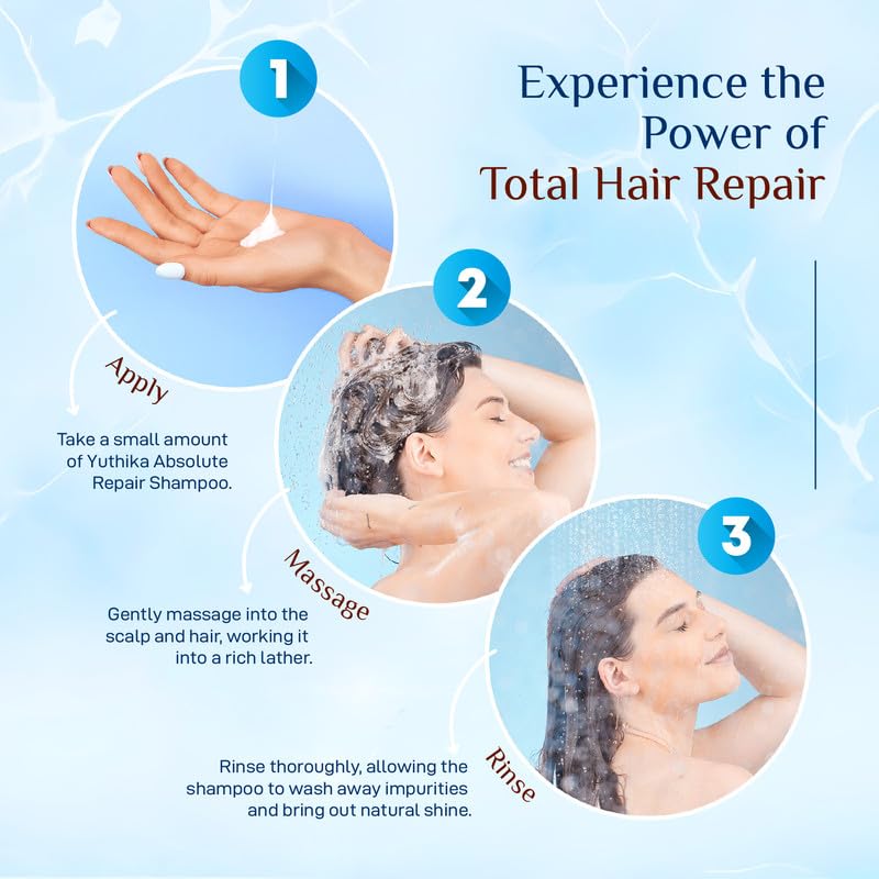 Yuthika Absolute Repair Shampoo - Nourishing Formula for Damaged Hair | 180ml with Argan Oil & Amaryllis Extract