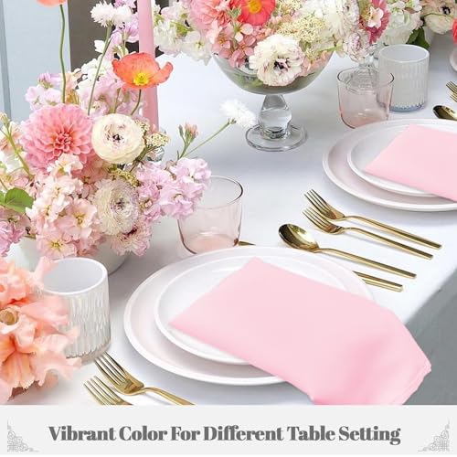 Pink Cloth Napkins - 8 Pack 17x17 Inches Reusable Polyester Tableware