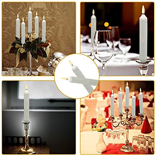24 Yellow Battery Operated Flameless Taper Candles for Wedding & Holiday Decor - Set of 24 - White Body