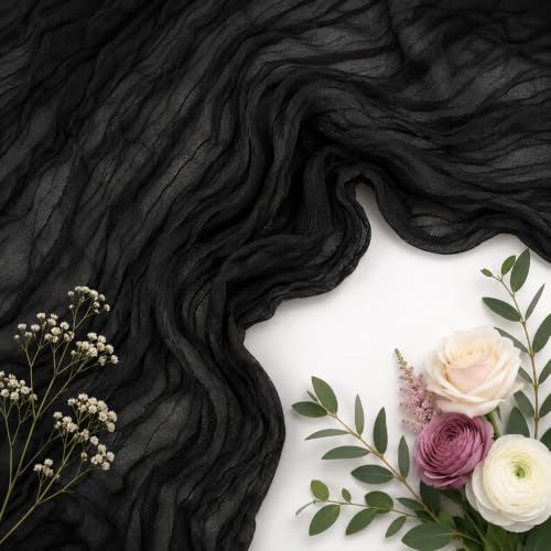 Black Cheesecloth Table Runner 6 Pack - 22 x 120 Inch, Elegant Rustic Decor