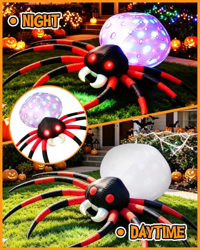 8FT Halloween Inflatable Spider with LED Lights for Outdoor Yard Decor