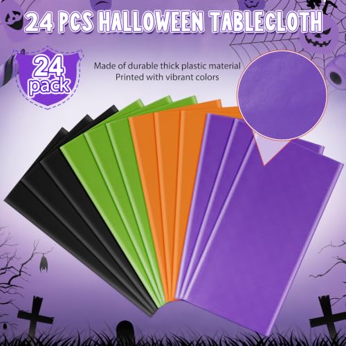 24Pcs Halloween Plastic Tablecloths - Orange Black Purple Green Rectangle Table Covers Variation of THIS listing