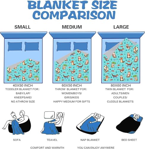 Otter Plush Throw Blanket for Kids Girls & Adults - 60x50 Inches - Cozy Fleece Bedding - Animal Lover Gift - Variation: Otter / 60x50