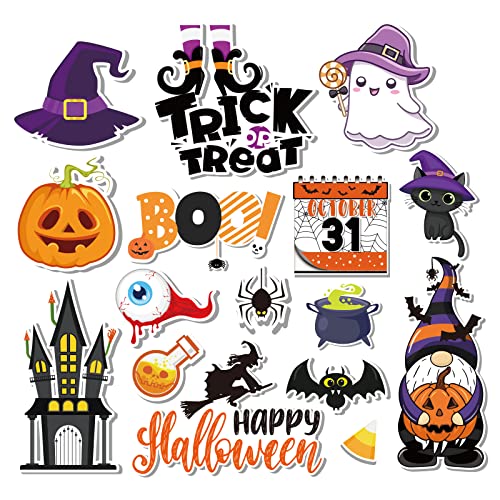 Halloween Refrigerator Magnets 16-Piece Set - Festive Gnome Ghost Pumpkin Decor
