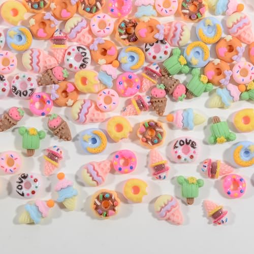 50PCS Dessert Nail Charms Set - Kawaii Resin Decorations for Nail Art & DIY Crafts