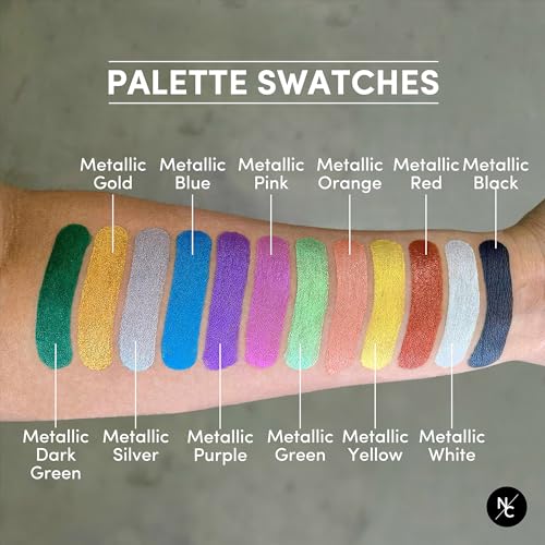 Metallic 12-Color Face & Body Makeup Palette - Water-Activated Shimmer Shades