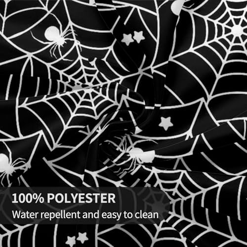 Spider Web Round Tablecloth 70 Inch Halloween Party Cover - Black & Spider Web Pattern