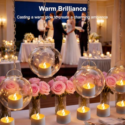 Flameless LED Tea Lights Candles 24 Pack - Warm White, Ivory Shell Variation