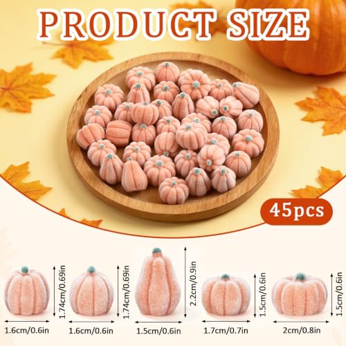 Mini Velvet Pumpkins Set - 45 Artificial Fall Decor for Centerpieces, Vases & Crafts