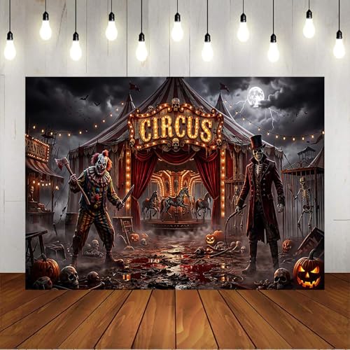 Halloween Evil Circus Backdrop Banner Haunted House Photo Booth Props 8x6ft