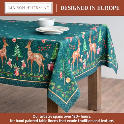 Hygge Christmas Table Cloth - 60x90 Inch Rectangular Reusable Cotton Holiday Decor