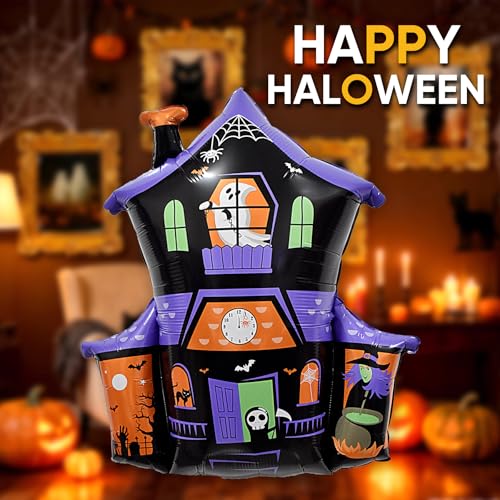 Halloween Foil Balloons 3 Pack - Bat Witch Haunted House Indoor Decorations