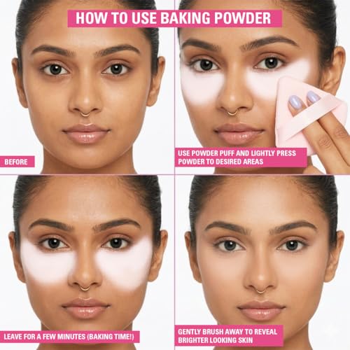 Loose Baking Powder for Makeup - Long Lasting, Brightening, Suitable for Medium to Dark Skin Tones