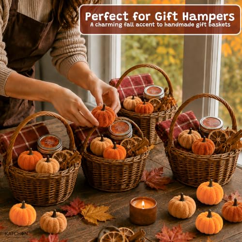 Artificial Velvet Mini Pumpkin Decor Set - Fall Autumn Home Decorations, 12 Pieces