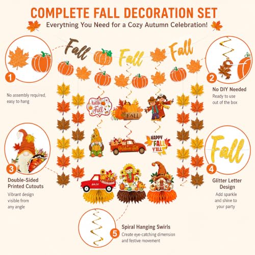 Fall Party Decorations Set for Office, Home & Classroom - Autumn Supplies