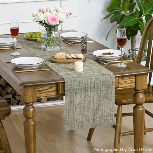 Vinyl Table Runner 12x48 Inch Wipeable Plastic Dining Decor for Kitchen & Home