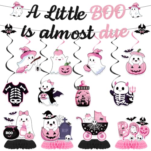 Pink Halloween Baby Shower Decorations - Little Boo Ghost Theme Set