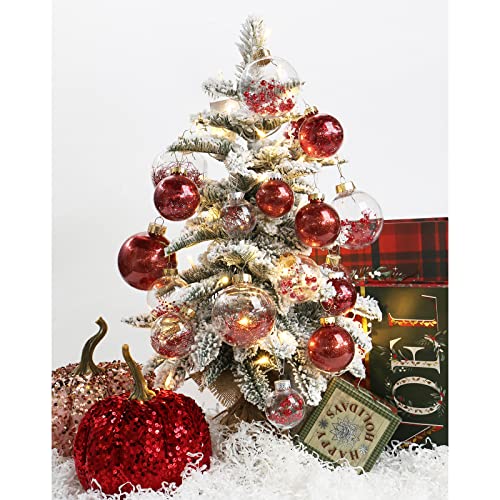 30PCS Red & Clear Shatterproof Christmas Tree Ornaments 2'' Holiday Decor Set - Variation: Red #01 / 1.97"