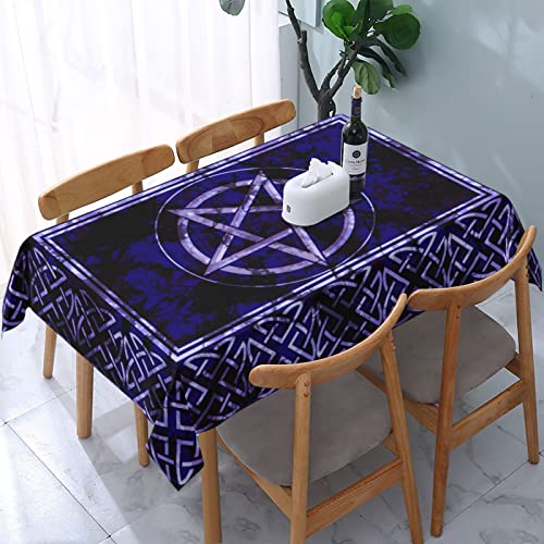 Wicca Pentagram Waterproof Picnic Tablecloth - 54x72 Inches, Black Variation