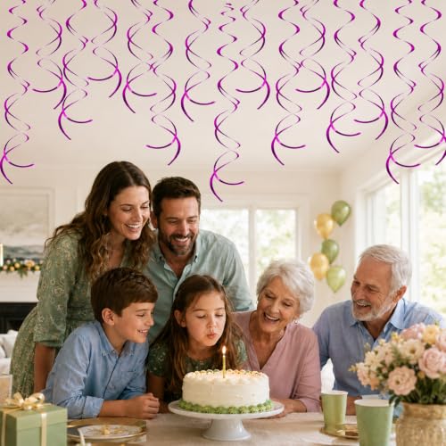 24pcs Hanging Spiral Ceiling Decorations - Purple Party Supplies
