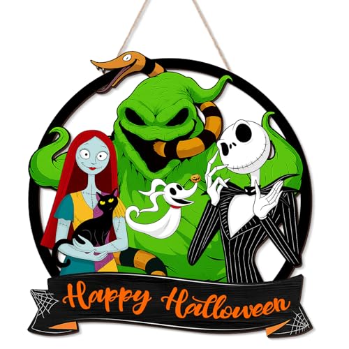 Halloween Nightmare Wooden Door Sign - Spooky Holiday Decor, 11x11 Inches