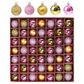 49 Pcs Christmas Ball Ornaments Set - Mini 3cm Shatterproof Decorations Gold Pink