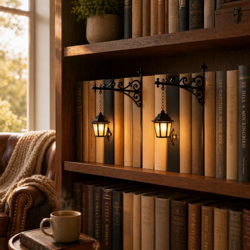 Halloween Ghost Bookshelf Lamp Set - Mini Decorative Lanterns for Bookcase & Reading Nook (2PCS, Lantern + Ghost)