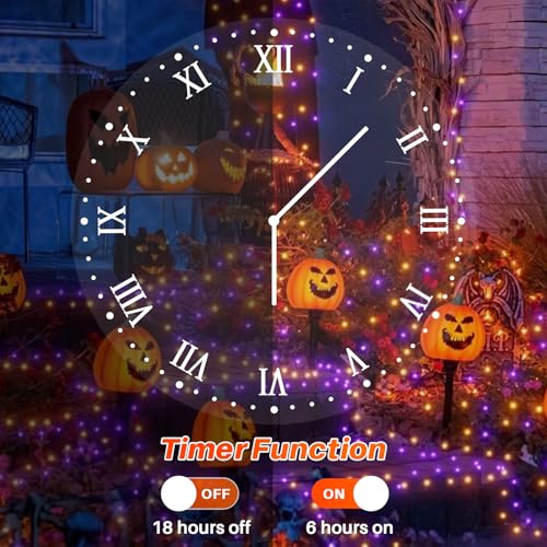Orange and Purple Battery Operated Halloween String Lights 34.1FT 100 LEDs Waterproof Xmas Decor