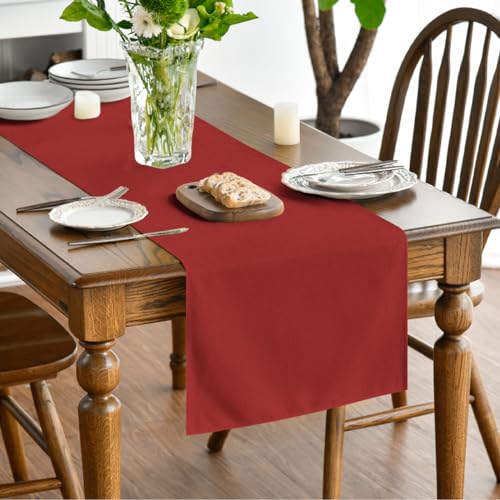 Red Christmas Table Runner 13x108 Inch Washable Kitchen Dining Decor - Seasonal Home Accent