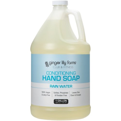 Ginger Lily Farms Club & Fitness Conditioning Liquid Hand Soap Refill, 100% Vegan & Cruelty-Free, Rain Water Scent, 1 Gallon (128 fl oz)