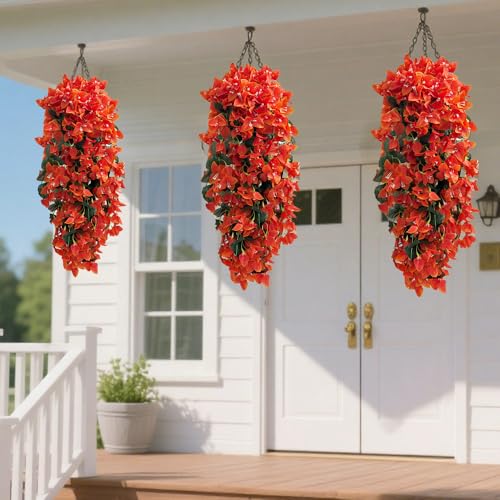 Artificial Bougainvillea Hanging Flowers - Fall Flower Variation, Lifelike Outdoor Decor