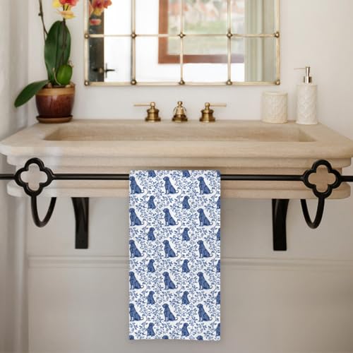 Black Labrador Kitchen Towels - Decorative Hand Towels for Kitchen & Bathroom - 16x24 Inch