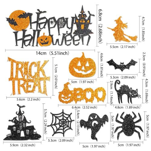 Halloween Cake Topper Spider Cat Glitter Decoration - Design-5, 8.7 Inch