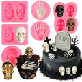 Halloween Skeleton Hand & Skull Cake Mold Set - 6 Pcs Pink Variation