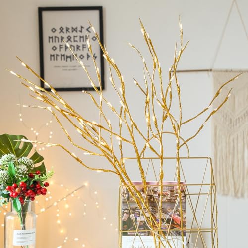 Brown USB Willow Branch Lights - 30 Inch 6 Branches LED Twig Lamp for Indoor Outdoor Decor