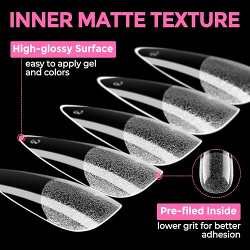 Long Stiletto Soft Gel Nail Tips - Pre-Shaped False Nails with 12 Sizes, B3-Medium Variation