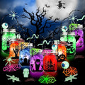 8 Pack Halloween Mason Jar Craft Kit with LED Lights and Accessories for Kids