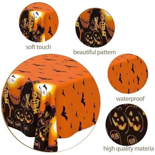 Halloween Tablecloth Set with Banner - 54x72 Inch Plastic Cover Party Supplies